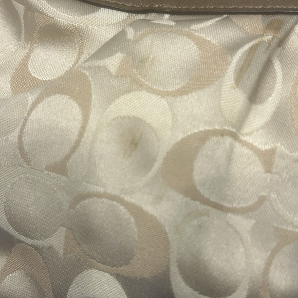 Coach Ashley Purse Khaki/Bronze Signature OP Art Satchel Carryall Silver F18437 - Picture 8 of 16